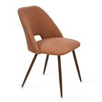 Upholstered Modern Cutout Back Dining Chair with Walnut LegSet of 4)