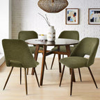 Upholstered Modern Cutout Back Dining Chair with Walnut LegSet of 4)