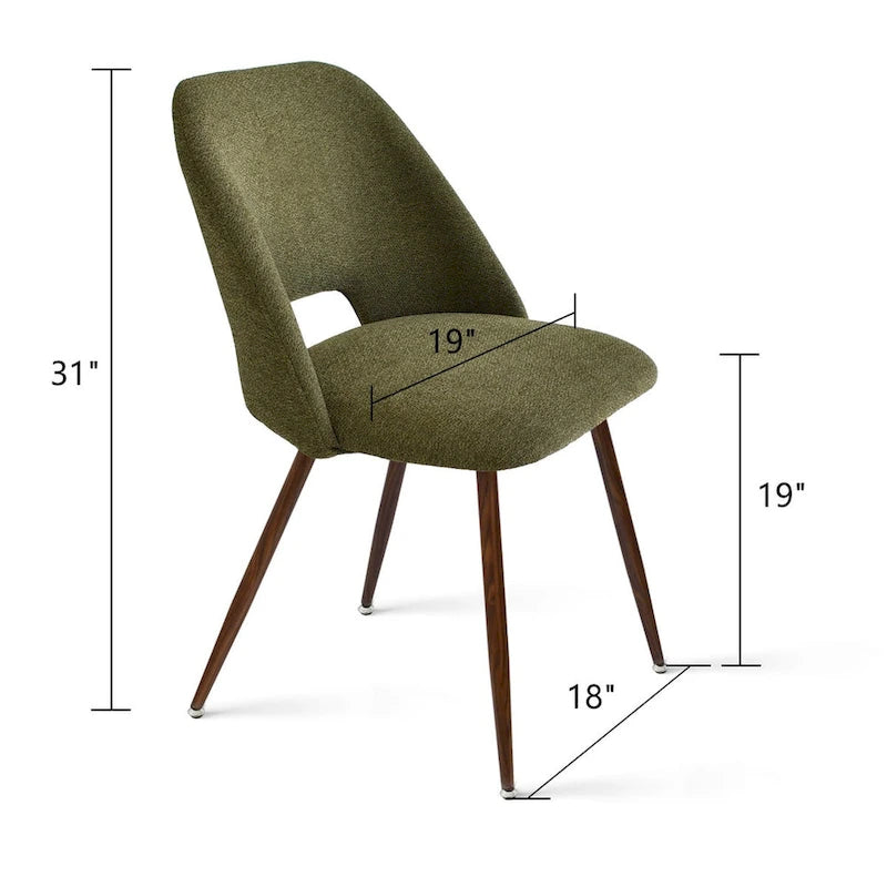 Upholstered Modern Cutout Back Dining Chair with Walnut LegSet of 4)