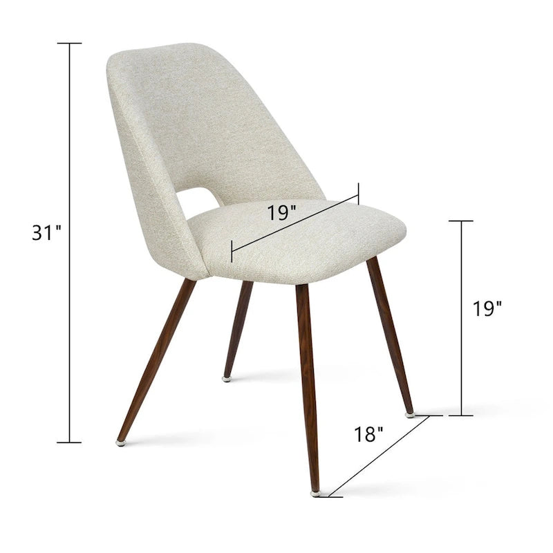 Upholstered Modern Cutout Back Dining Chair with Walnut LegSet of 4)