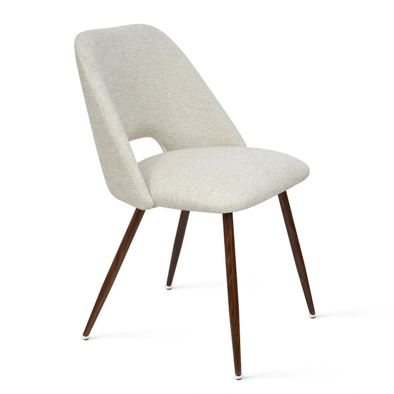 Upholstered Modern Cutout Back Dining Chair with Walnut LegSet of 4)