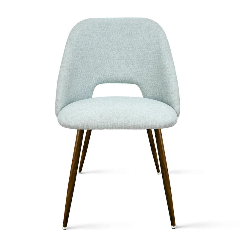 Upholstered Modern Cutout Back Dining Chair with Walnut LegSet of 4)