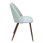 Upholstered Modern Cutout Back Dining Chair with Walnut LegSet of 4)