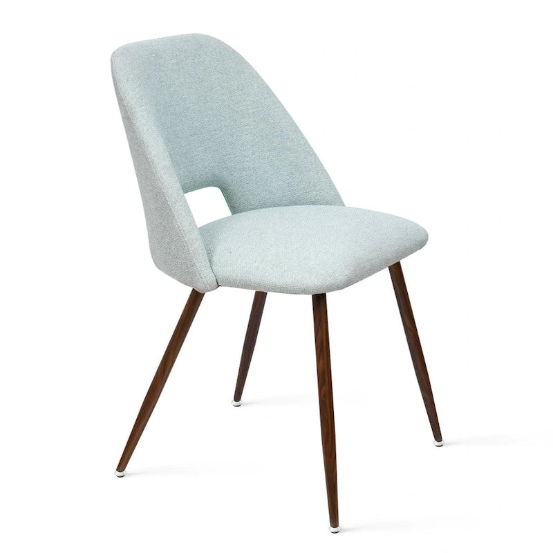 Upholstered Modern Cutout Back Dining Chair with Walnut LegSet of 4)