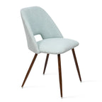 Upholstered Modern Cutout Back Dining Chair with Walnut LegSet of 4)