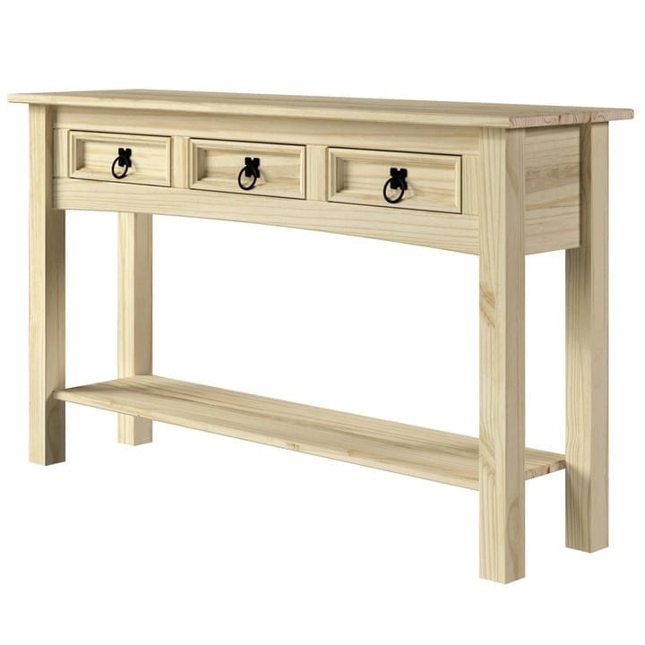Wood Hall Table Console 3 Drawers Corona