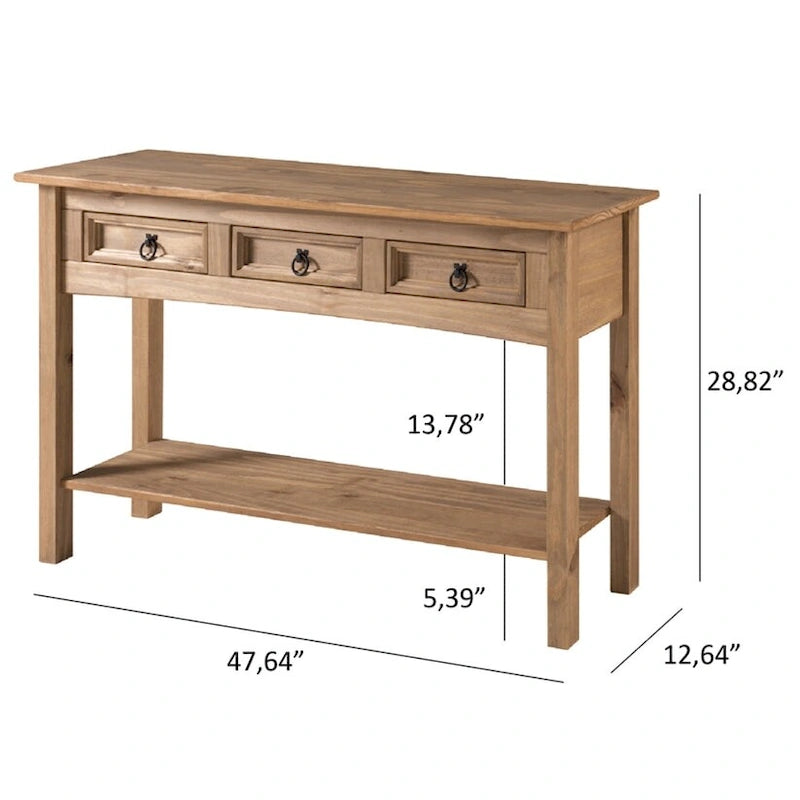 Wood Hall Table Console 3 Drawers Corona