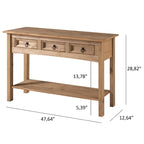 Wood Hall Table Console 3 Drawers Corona