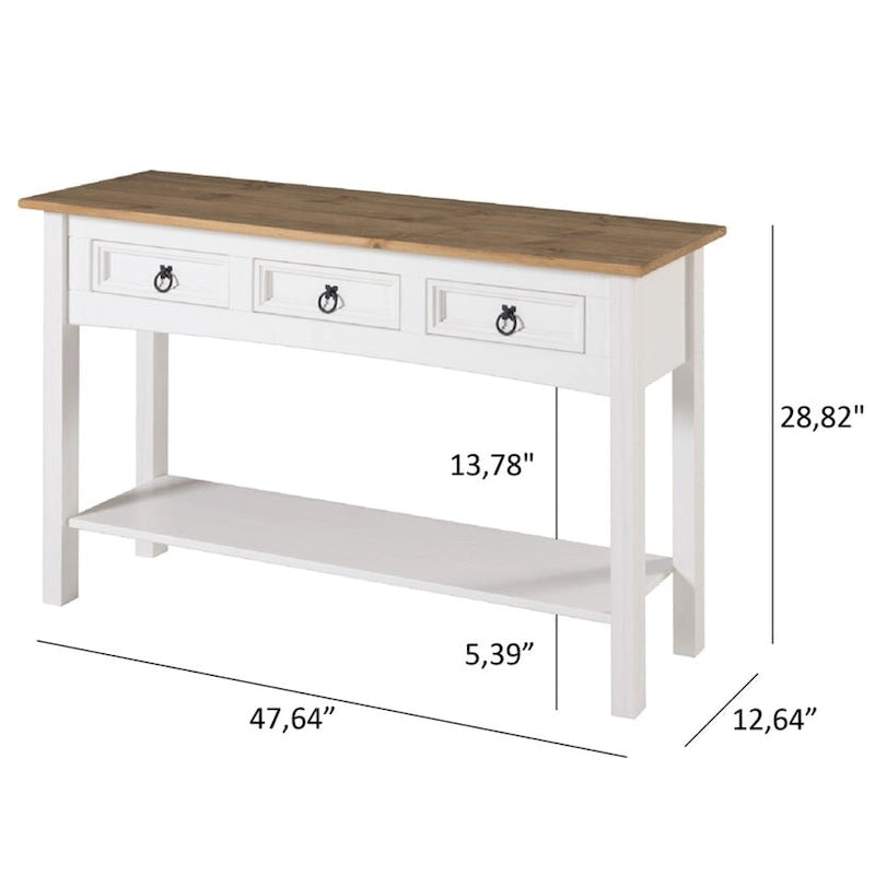 Wood Hall Table Console 3 Drawers Corona