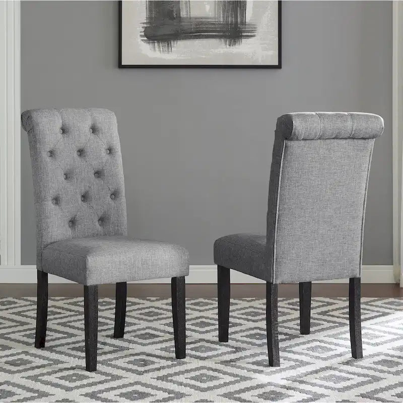 Roundhill Furniture Leviton Solid Wood Tufted Dining Chair (Set of 2)