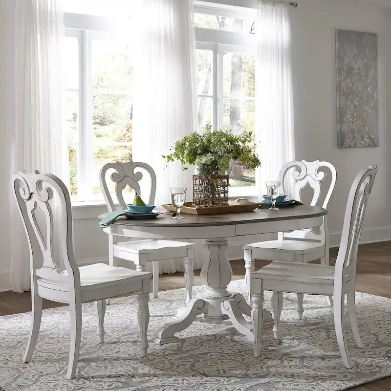 Magnolia Manor 5 Piece Pedestal Table Set