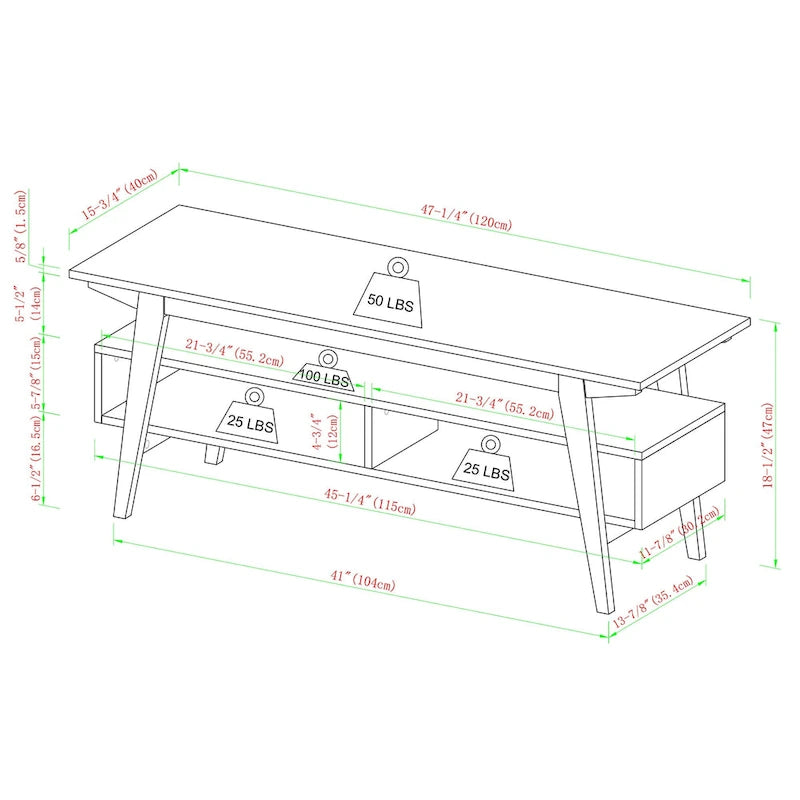Middlebrook Contemporary Solid Wood Minimal 47-inch TV Stand