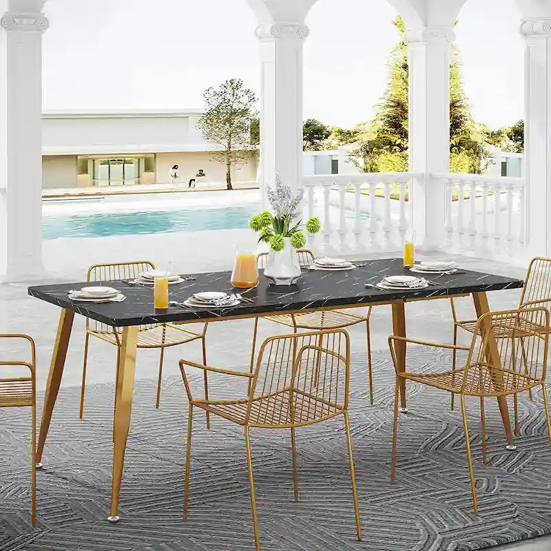 Large Dining Table for 6 to 8, Kitchen Furniture, Brown/ Black