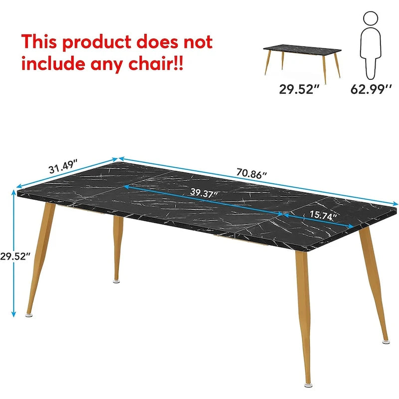 Large Dining Table for 6 to 8, Kitchen Furniture, Brown/ Black