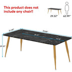 Large Dining Table for 6 to 8, Kitchen Furniture, Brown/ Black