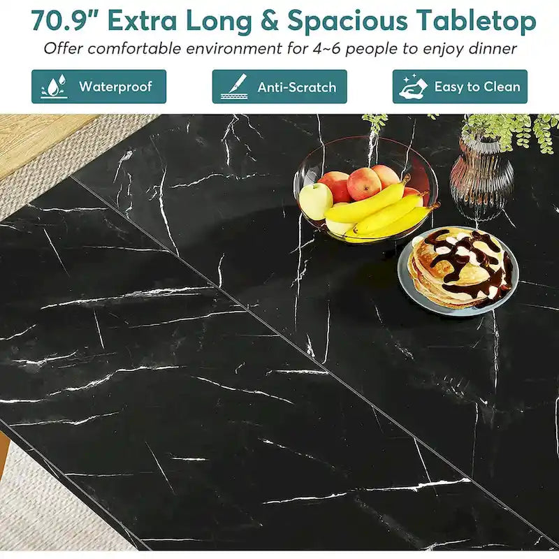 Large Dining Table for 6 to 8, Kitchen Furniture, Brown/ Black