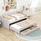 Twin Size Upholstered Daybed with Trundle and Three Drawers