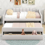 Twin Size Upholstered Daybed with Trundle and Three Drawers