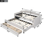 Twin Size Upholstered Daybed with Trundle and Three Drawers