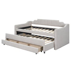 Twin Size Upholstered Daybed with Trundle and Three Drawers