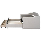 Twin Size Upholstered Daybed with Trundle and Three Drawers