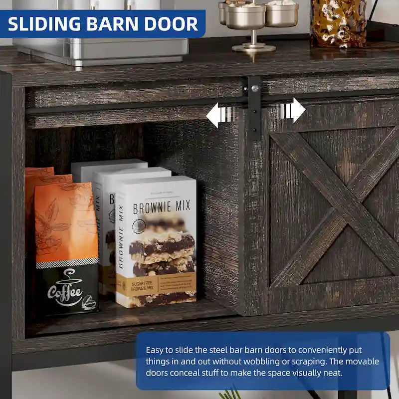 Moasis 5 Tier Kitchen LED Bakers Rack with Sliding Storage and Shelves Bar Table with Power Outlet