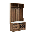 40.6 W Wood Hall Tree with Bench and Shoe Storage