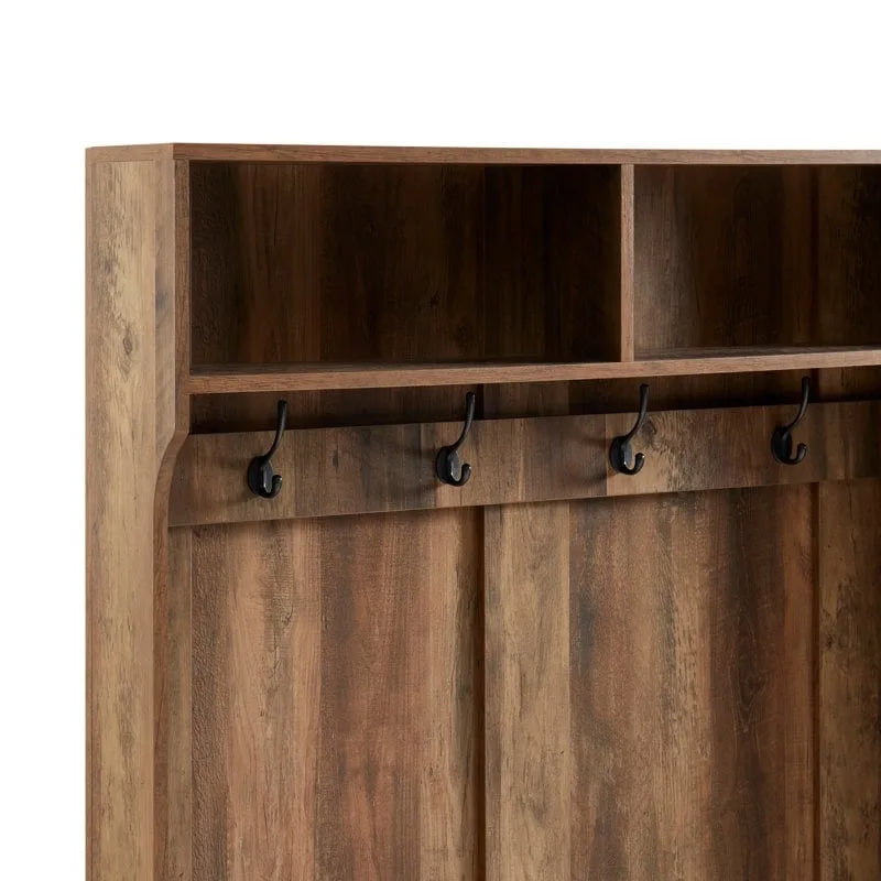 40.6 W Wood Hall Tree with Bench and Shoe Storage