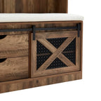 40.6 W Wood Hall Tree with Bench and Shoe Storage