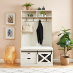 40.6 W Wood Hall Tree with Bench and Shoe Storage
