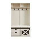 40.6 W Wood Hall Tree with Bench and Shoe Storage