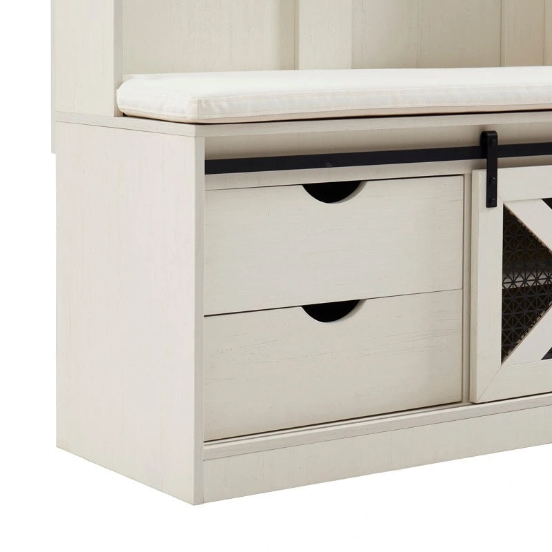 40.6 W Wood Hall Tree with Bench and Shoe Storage