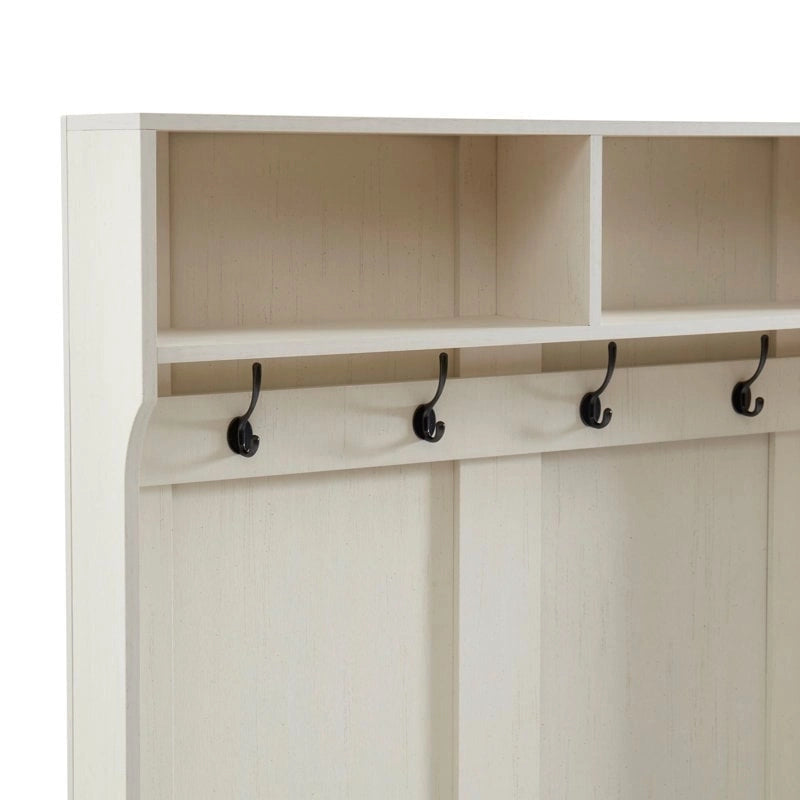 40.6 W Wood Hall Tree with Bench and Shoe Storage