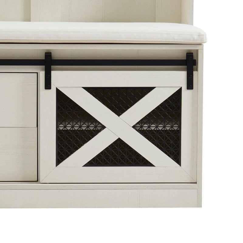 40.6 W Wood Hall Tree with Bench and Shoe Storage