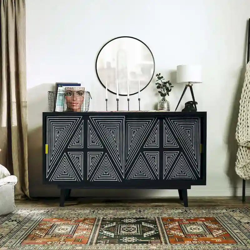 Bidi Mid-Century Modern Solid Wood 2-shelf Buffet by Furniture of America