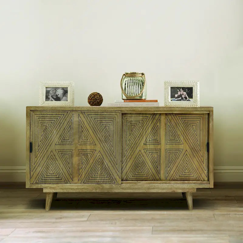 Bidi Mid-Century Modern Solid Wood 2-shelf Buffet by Furniture of America