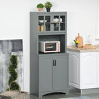 HOMCOM Accent Kitchen Buffet and Hutch Wooden Storage Cupboard with Glass Framed Door, and Microwave Space