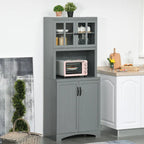 HOMCOM Accent Kitchen Buffet and Hutch Wooden Storage Cupboard with Glass Framed Door, and Microwave Space