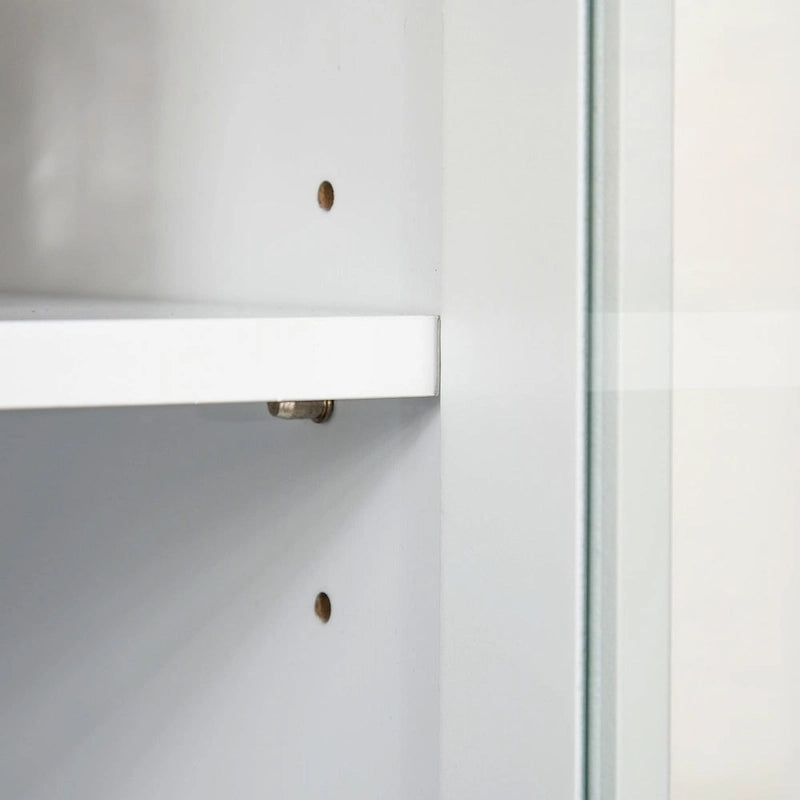 HOMCOM Accent Kitchen Buffet and Hutch Wooden Storage Cupboard with Glass Framed Door, and Microwave Space