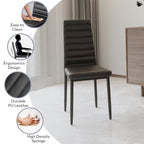 7-Piece Glass Top Dining Table Set for 6 with High Back PU Leather Chairs