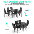 7-Piece Glass Top Dining Table Set for 6 with High Back PU Leather Chairs