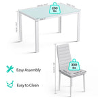 7-Piece Glass Top Dining Table Set for 6 with High Back PU Leather Chairs