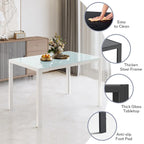 7-Piece Glass Top Dining Table Set for 6 with High Back PU Leather Chairs