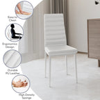 7-Piece Glass Top Dining Table Set for 6 with High Back PU Leather Chairs