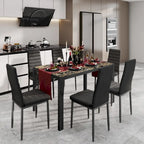 7-Piece Glass Top Dining Table Set for 6 with High Back PU Leather Chairs