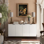 Clihome High Gloss 4-Door Storage Accent Buffets Sideboards