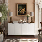 Clihome High Gloss 4-Door Storage Accent Buffets Sideboards