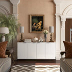 Clihome High Gloss 4-Door Storage Accent Buffets Sideboards