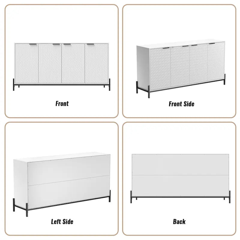 Clihome High Gloss 4-Door Storage Accent Buffets Sideboards