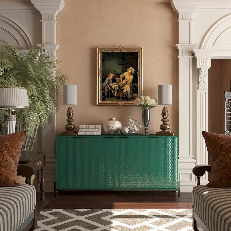 Clihome High Gloss 4-Door Storage Accent Buffets Sideboards